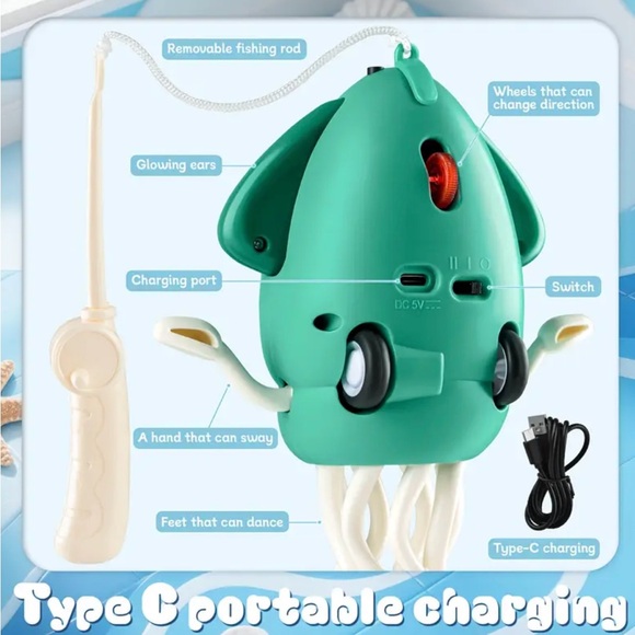 Dancing Squid Toy Tummy Time Toys Crawling Toys Wiggling Musical Standing Toy - Picture 5 of 10